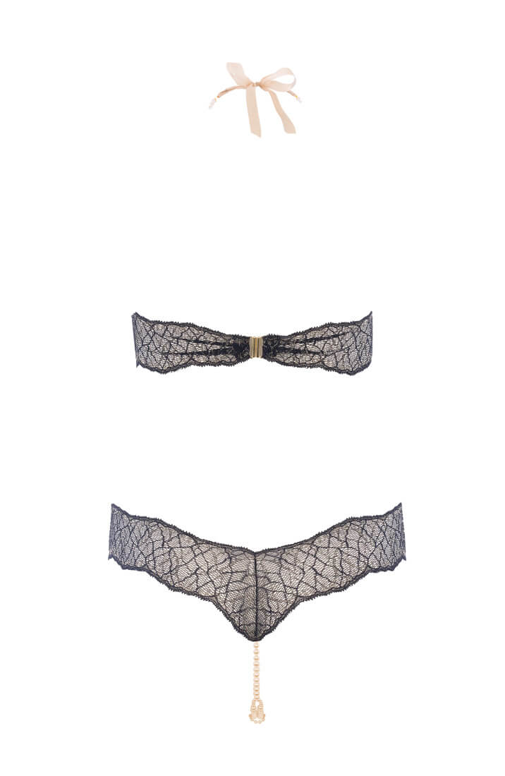 Sort bodysuit med dobbelt perlesnor - Sydney Body Double - COAX Copenhagen