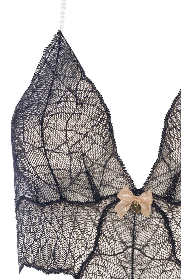 Sort bodysuit med dobbelt perlesnor - Sydney Body Double - COAX Copenhagen