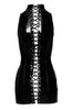 Sort vinyl bodycon mini kjole - The Slip
