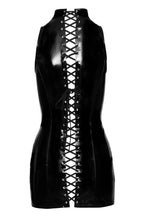 Indlæs billede til gallerivisning Sort vinyl bodycon mini kjole - The Slip