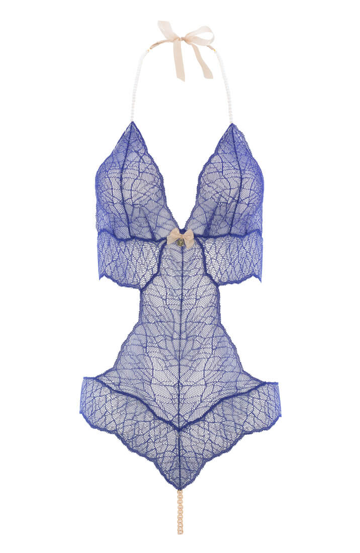 Blå bodysuit med perlesnor - Sydney Body Single