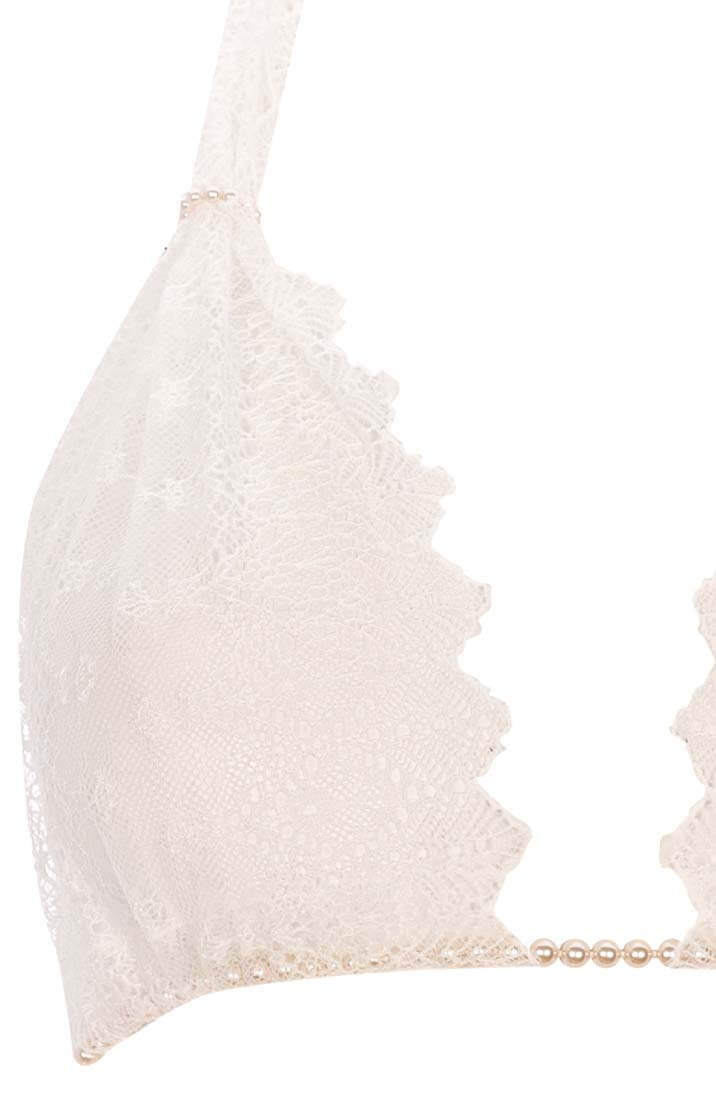Elfenbens hvid bralette med perler - Geneva Bra - COAX Copenhagen