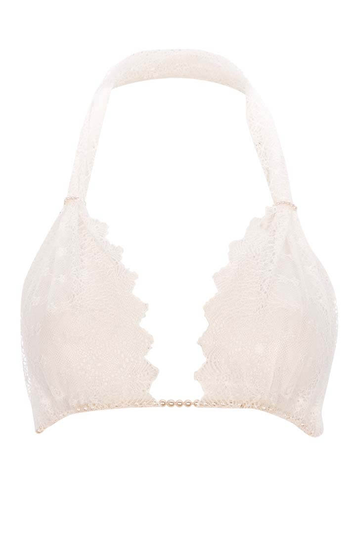 Elfenbens hvid bralette med perler - Geneva Bra - COAX Copenhagen