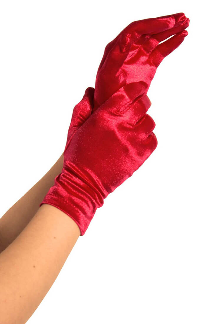 Korte røde satin handsker