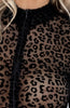 Nylon bodysuit med leopard flock broderi - Boomeranged Back