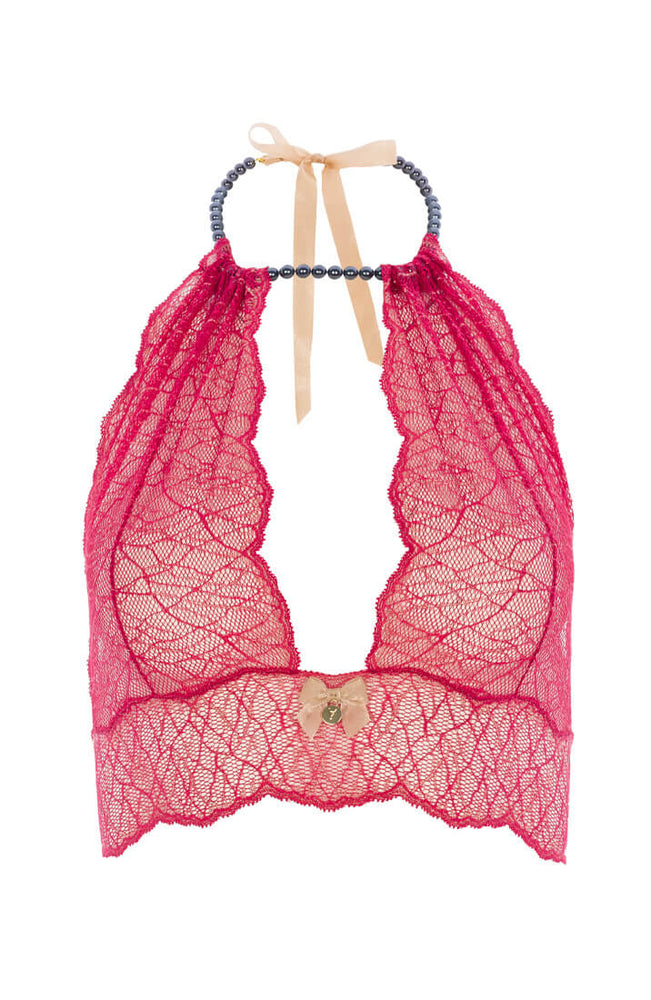 Rød bustier bralette med perlesnor - Sydney Dark Bralette