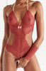 Rød bodysuit med perlesnor - Sydney Body Single
