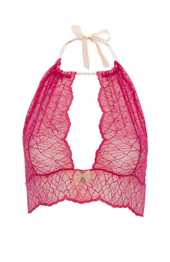 Rød bustier bralette med perle choker - Sydney bralette - COAX Copenhagen