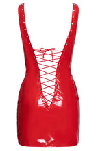 Indlæs billede til gallerivisning Rød vinyl lace-up kjole - Next Up!