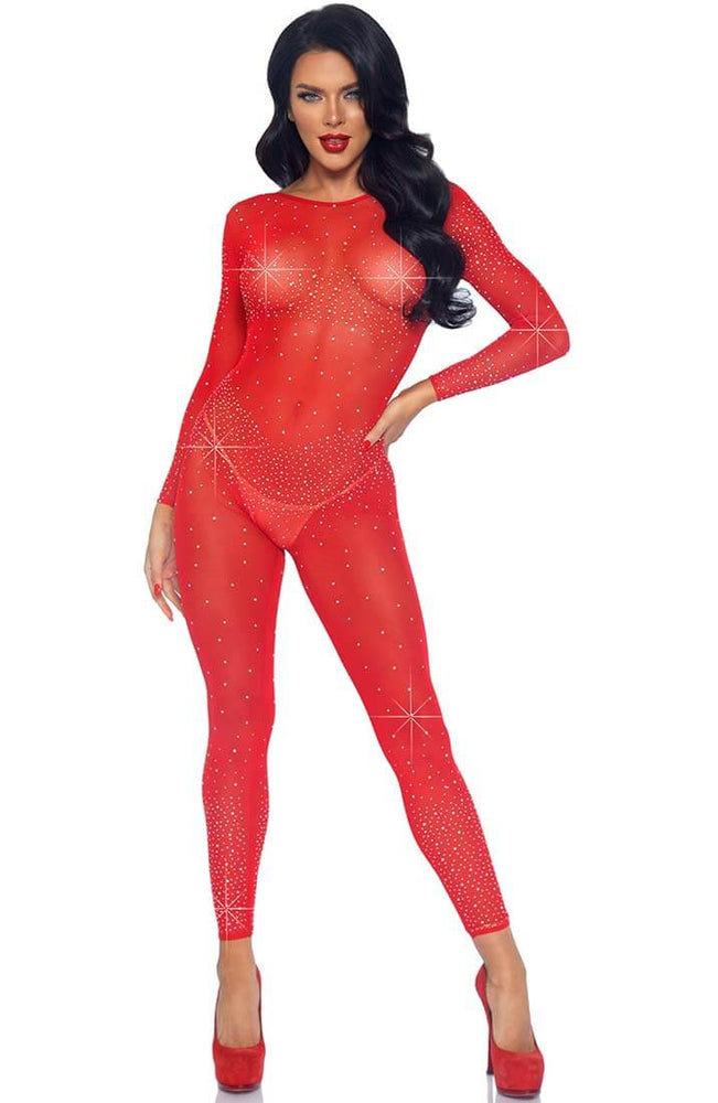 Rød nylon catsuit med similisten