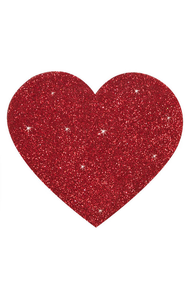 Røde hjerte nipple cover med glimmer