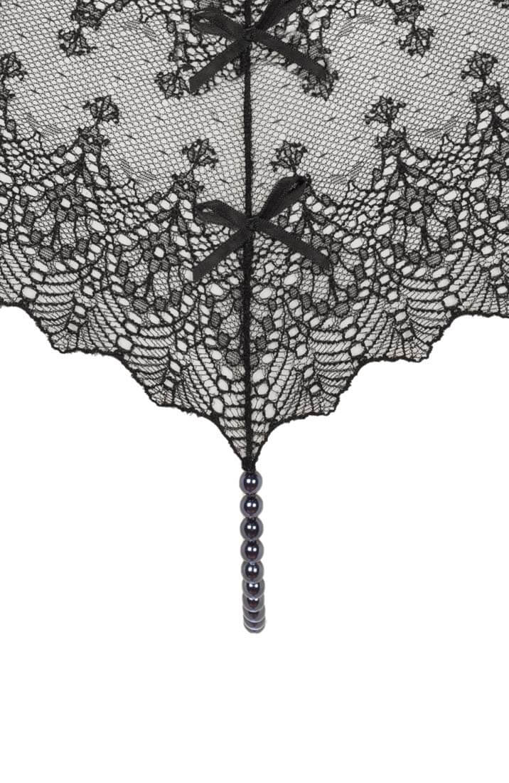 Sort hipster trusse med sort perlesnor - Geneva Dark Panty - COAX Copenhagen