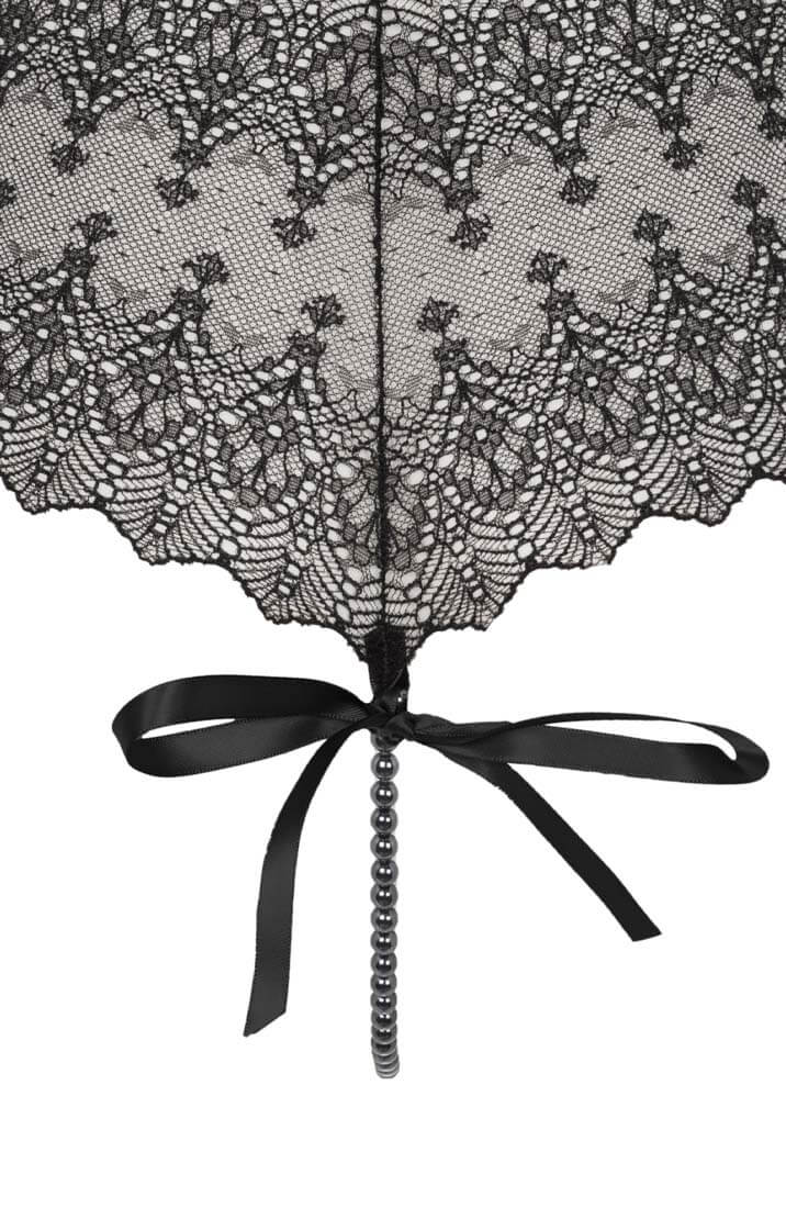 Sort hipster trusse med sort perlesnor - Geneva Dark Panty - COAX Copenhagen