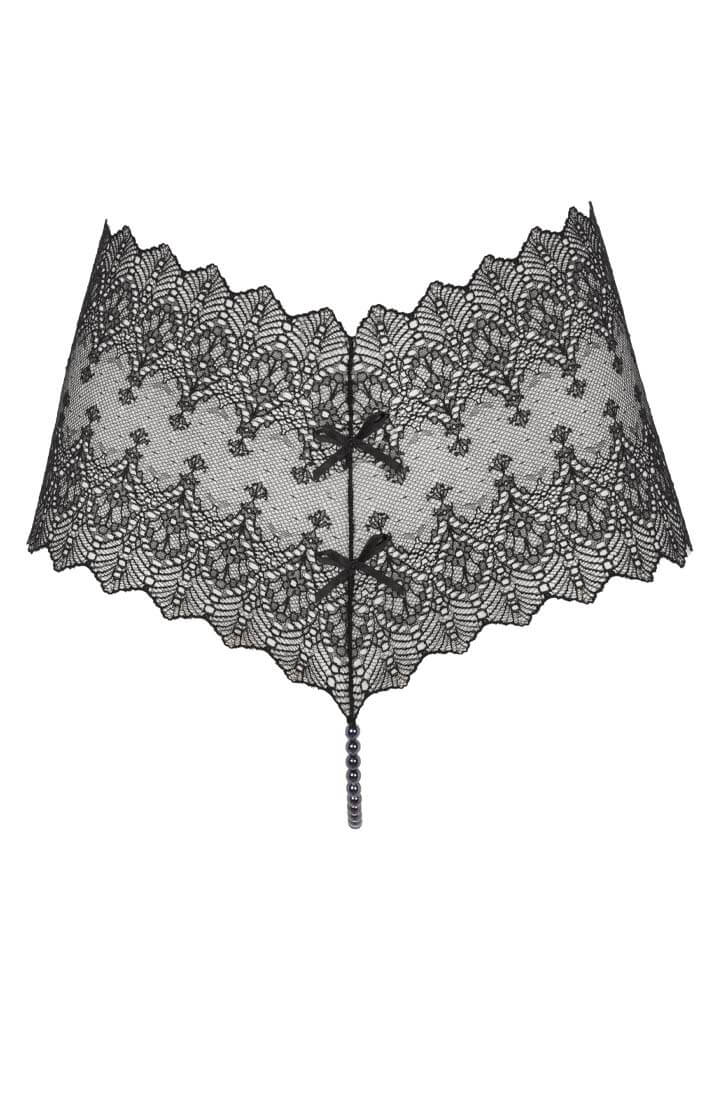 Sort hipster trusse med sort perlesnor - Geneva Dark Panty - COAX Copenhagen