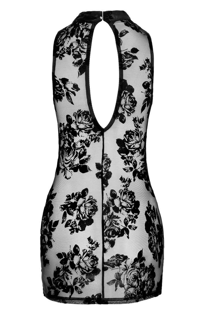 Sort mini kjole med flock broderi - Don't Hold Back - COAX Copenhagen