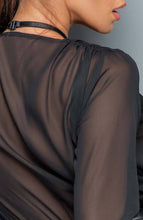 Indlæs billede til gallerivisning Sort nylon bodysuit med wetlook talje - Bye, Felicia