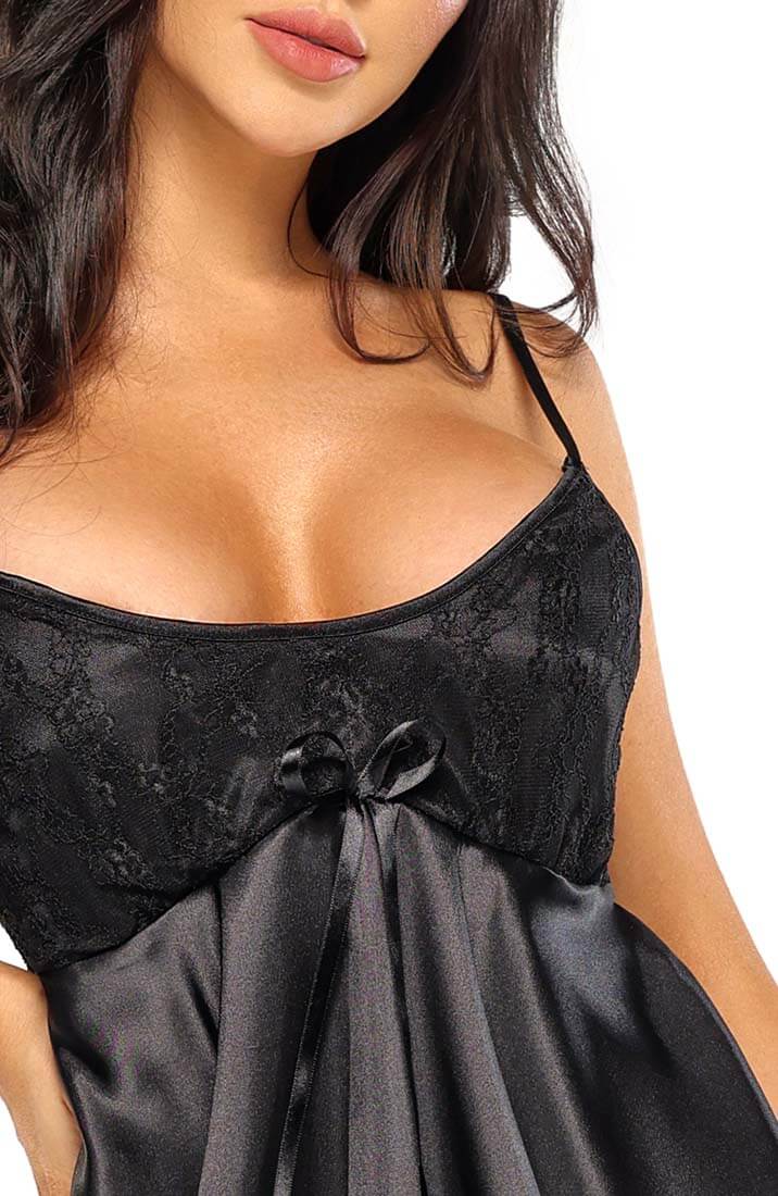 Sort satin chemise - Molly - COAX Copenhagen