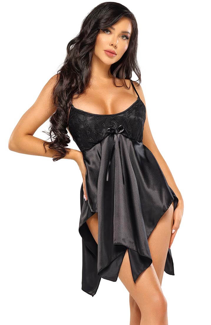 Sort satin chemise - Molly - COAX Copenhagen