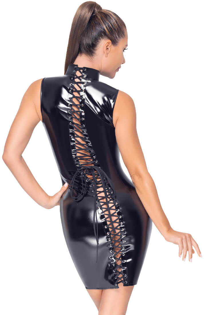 Sort vinyl bodycon kjole - Elevated Essentials