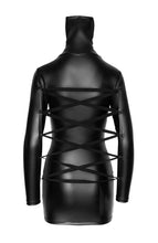 Indlæs billede til gallerivisning Sort wetlook kjole med tie-back - On Point Bondage