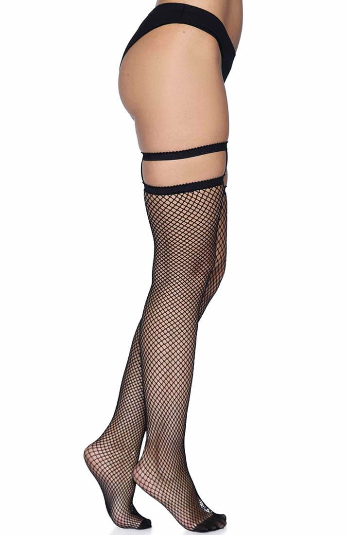 Sorte fishnet strømper med strømpebånd look - COAX Copenhagen