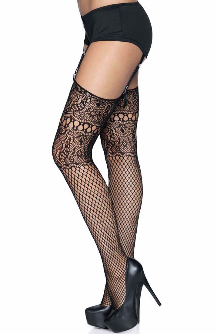 Thigh high dual net strømper med søm - COAX Copenhagen