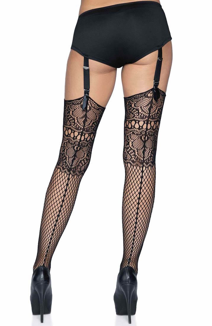Thigh high dual net strømper med søm - COAX Copenhagen