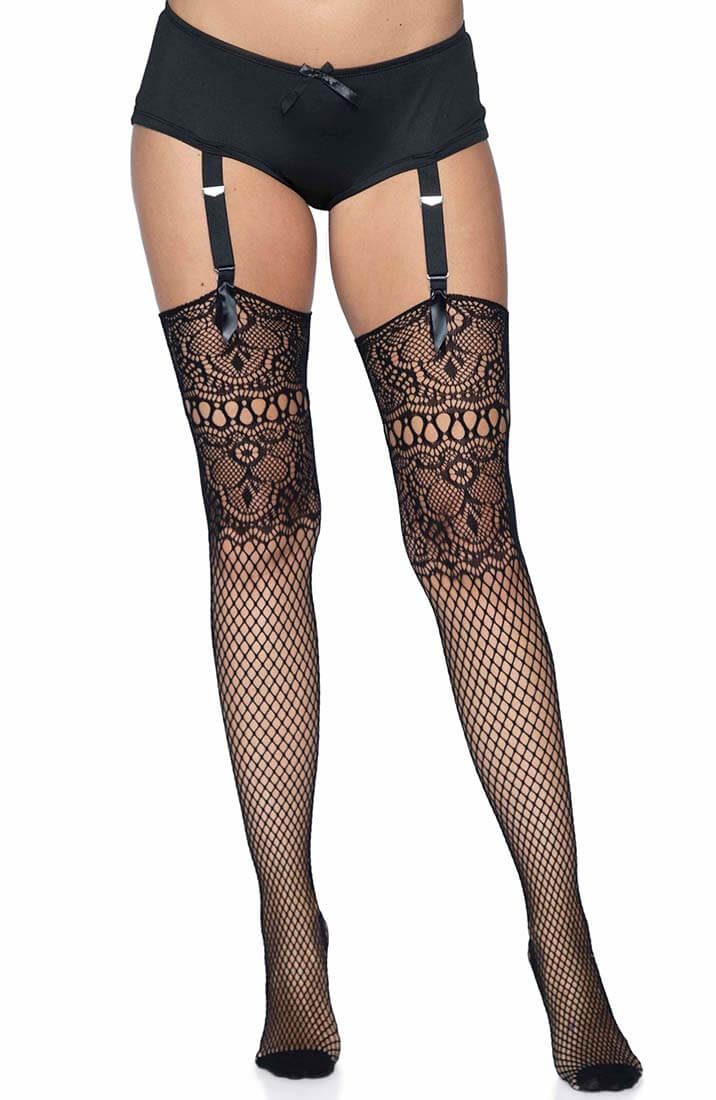 Thigh high dual net strømper med søm - COAX Copenhagen