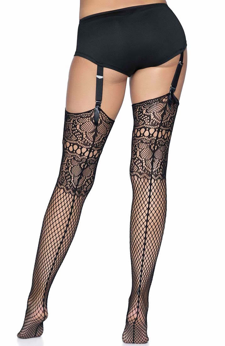 Thigh high dual net strømper med søm - COAX Copenhagen