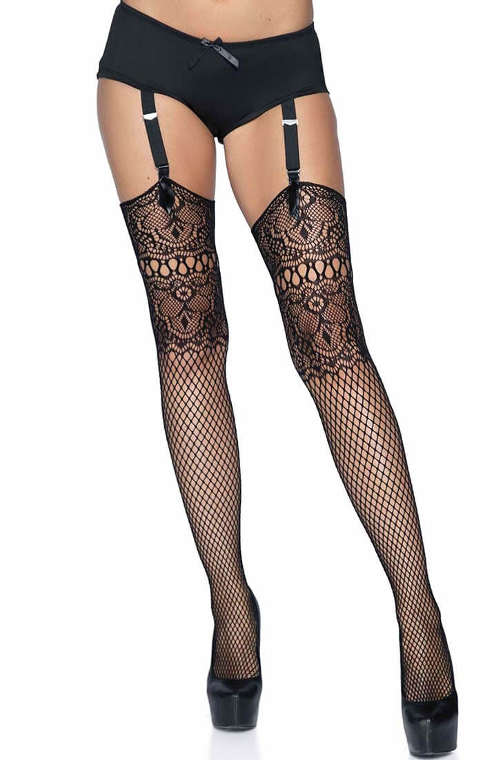 Thigh high dual net strømper med søm - COAX Copenhagen